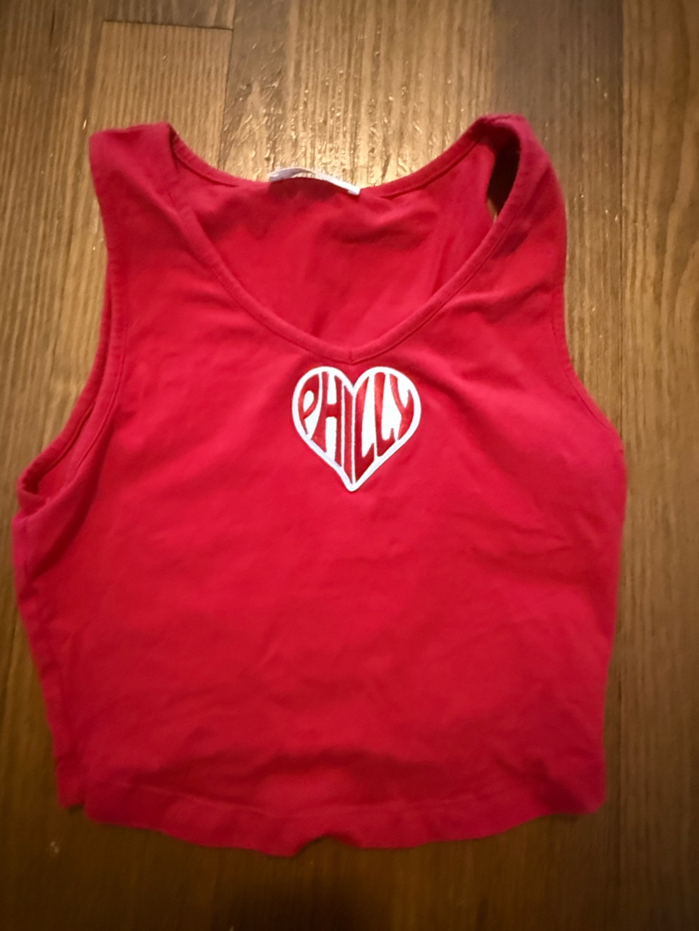 Red Philly Tank Top with White Heart Logo - size small